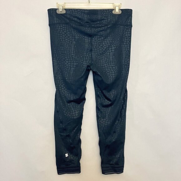 Sweaty Betty Womens Croc Print Embossed 7/8 Athletic Leggings XL Teal Blue NWT - Picture 9 of 13
